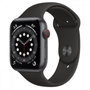 Apple Watch Series 6 GPS + Cellular 44mm Space Gray Aluminum Case with Black Sport Band