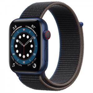 Apple Watch Series 6 GPS + Cellular 44mm Blue Aluminum Case with Charcoal Sport Loop